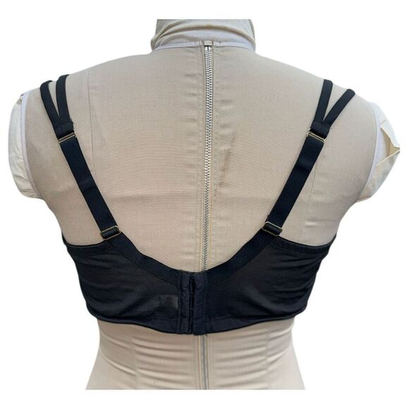 Cacique Unlined Balconette Bra 42DD Black Sheer Embroidered Hearts - Picture 4 of 12